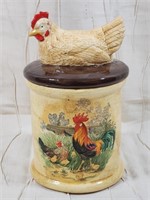CERAMIC ROOSTER CANISTER WITH LID