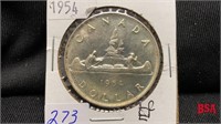 1954 Canadian silver dollar