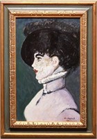 Edouard Manet (after) Woman in Hat Enamel / Copper