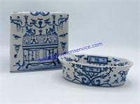 Blue Willow Tissue Box Cover & Soap Dish