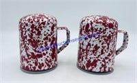 Red Speckled Enamelware Salt/Pepper Shakers