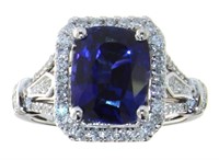 14k Gold 4.47 ct Sapphire & Diamond Ring