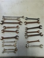 17 pre-snap-on Blue point wrenches open end