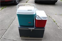 Rubbermaid Cooler, Coleman Cooler, and small