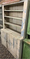 Primitive White Painted Stepback Cupboard