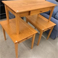 3 Pc. Solid Oak Coffee & End Table Set