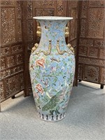 Monumental Chinese Floor Vase, Blue w/ Dragons