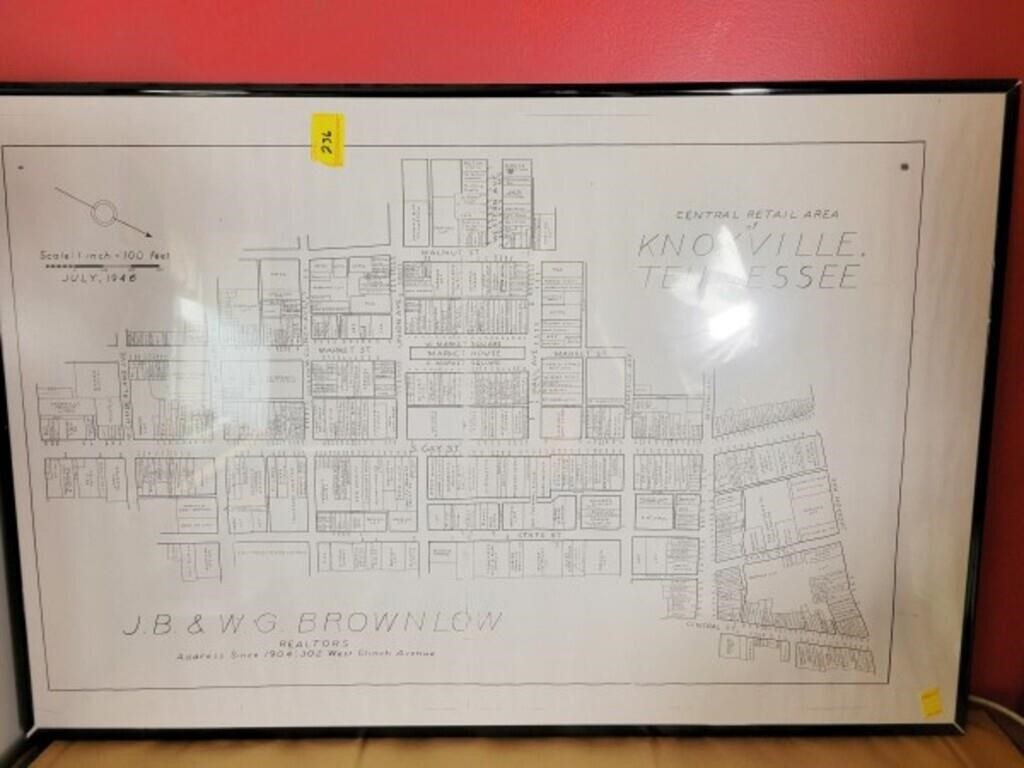 COLLECTION OF CHARCOALS & 1946 RETAIL MAP OF