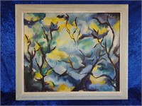FRAMED CANVAS OIL PAINTING ABSTRACT TREES