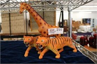 2 Tigers and 1 Giraffe--Vintage