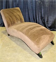 Chaise Lounge Chair, Brown Suede Like Material