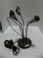 CONTEMPORARY METAL BASE FLORAL TABLE LAMP