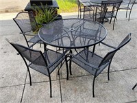 Outdoor 44” Metal Dining Table w/ 4 Chairs