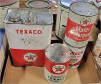 FLAT OF 4 DIFFERENT TEXACO EMPTY OIL CANS