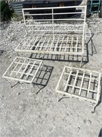 Vintage metal bench and foot rests