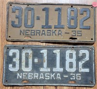 2X BID- 1935 & 1936  NEBRASKA LICENSE PLATES