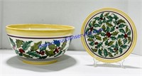 Longaberger Pottery Holiday Bowl & Plate