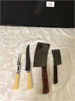 2 Meat Cleavers, Carving Set