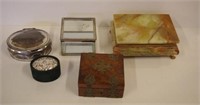 Five small jewellery boxes