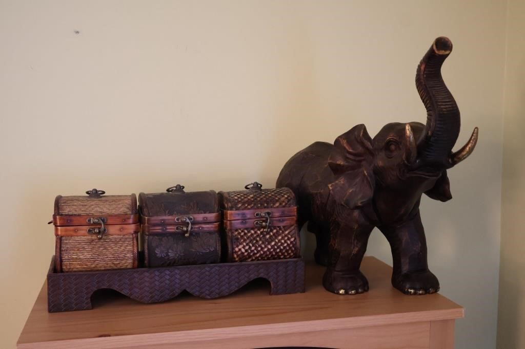 Decorative Elephant & Boxes