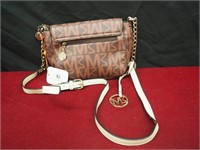 Small Brown Designer Purse with Logo