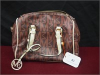 Medium Brown Designer Handbag with Logo