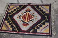 Small Woven Tribal Rug with Fringe. Clean 30x39