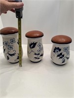 3 canisters hand painted China