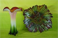 Art Glass Vase & Dish