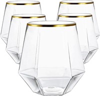 40 count Diamond Unbreakable Stemless Plastic Wine