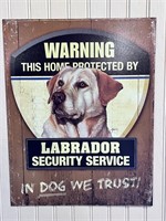 Metal Labrador Security Service Sign
