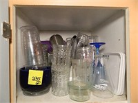 Two Cabinet Shelves of Glassware & Coffee Mugs