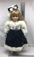 D2) TALL COLLECTORS DOLL PORCELAIN DOLL BLONDE IN