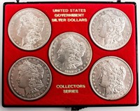 Coin 5 Key Date Morgan Silver Dollars in Display