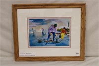 Framed "Ivey Hayes Oystering" NC artist signed