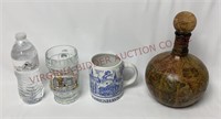 Beer Steins & Italian Old World Map Decanter