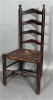 Ladderback side chair ca. 1760; with two finials