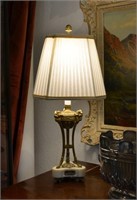 PAIR OF MARBLE & BRONZE TABLE LAMPS