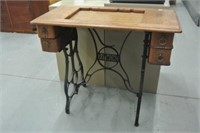 Raymond Oak & Metal Framed Sewing Machine Table.