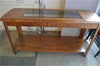 Oak Frame Coffee Table w/Bevelled Glass Top
