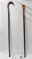 Malacca tapered cane, 34" l. & cane with sterling