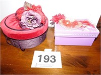 Red Hat Society box w/red & purple beads - Red