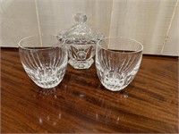 Baccarat Crystal Glasses and Lidded Candy Dish