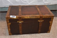 Wood Chest with Copper Trim & Leather Straps