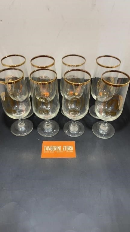 Coors Gold Label Stemmed Goblets