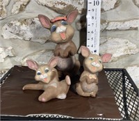 3 Ceramic Bunny Rabbits