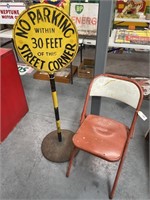 Original No Parking Street Corner Lollipop Sign &