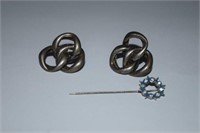 Sterling Silver Earrings & Sterling Silver Pin