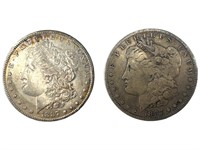1887 O F, 1887 O AU Morgan Silver dollars