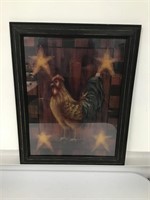 Rooster   Frame approx. 14 3/4 X 18 1/2